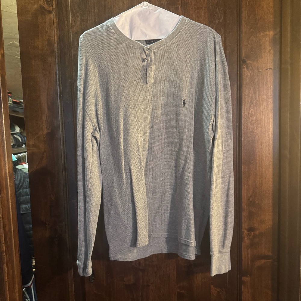 Polo Ralph Lauren Waffle-Knit T-Shirt, Grey, Size XL